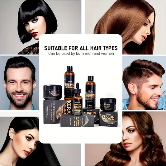 Zestaw Pielęgnacyjny do Włosów z Keratyną 5 szt. - Luksusowy Prezent
