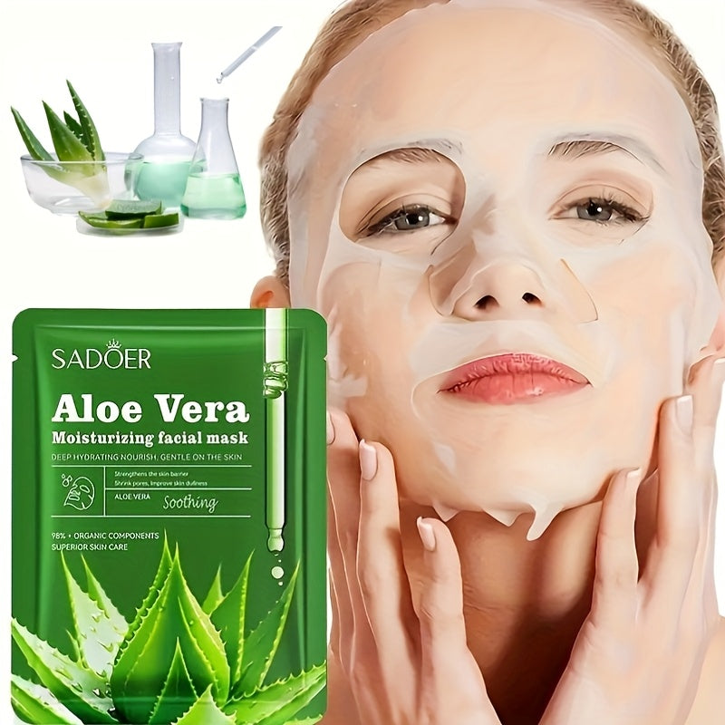 Maseczki na Twarz z Aloe Vera SADOER - 6 szt. Nawilżające Maseczki Nocne