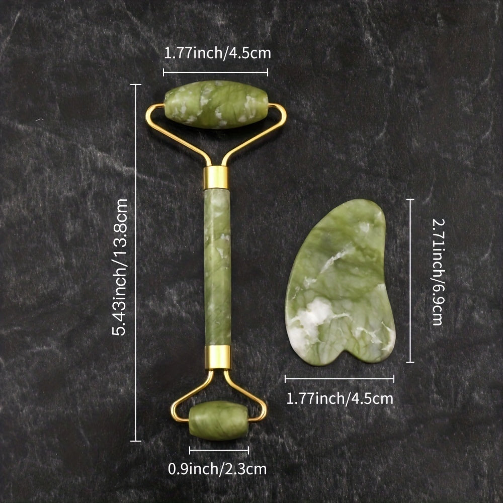 Zestaw Jade Roller i Gua Sha - Naturalny Masażer do Twarzy z Jadeitu