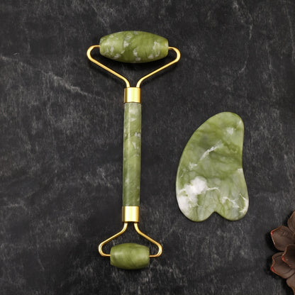Zestaw Jade Roller i Gua Sha - Naturalny Masażer do Twarzy z Jadeitu