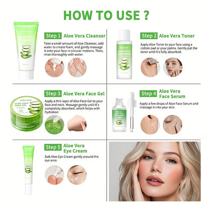 Zestaw Kosmetyków Lakerain Aloe Vera 7 szt. - Kompletna Pielęgnacja Twarzy