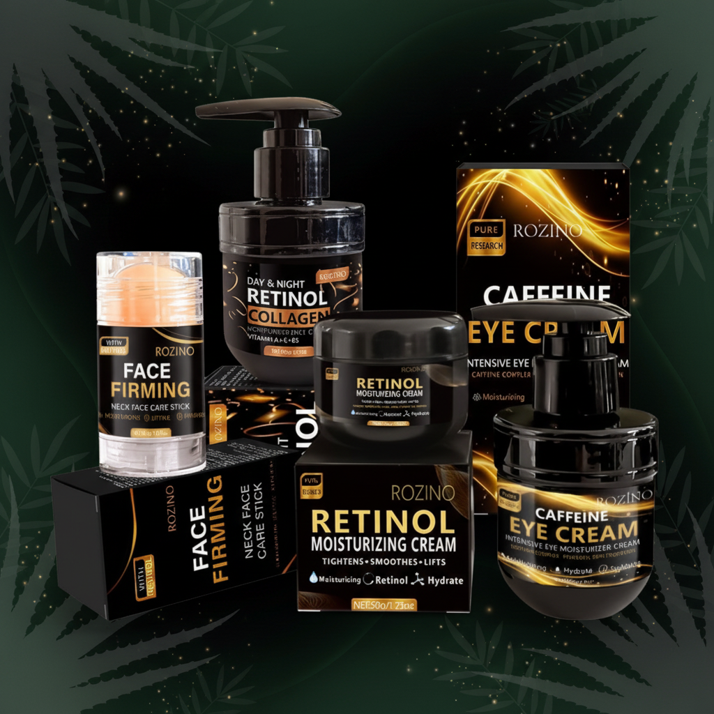 Zestaw ROZINO Retinol Black Series na tle BellaVita